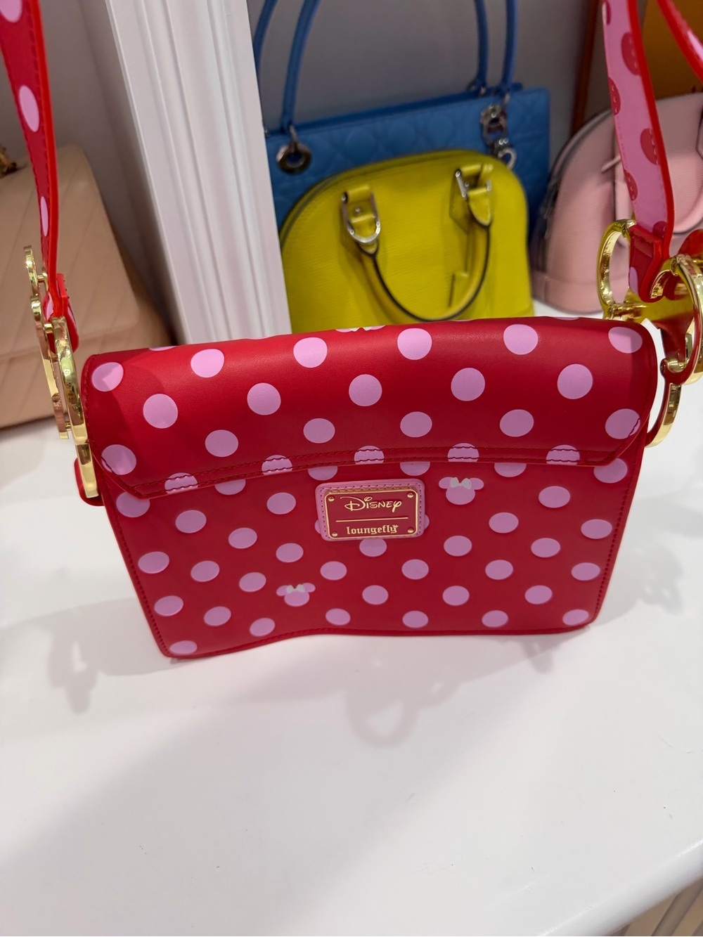 NEW Loungefly X Disney Minnie Mouse Pink Polka Dot Bow Strap Crossbody - Picture 9 of 16